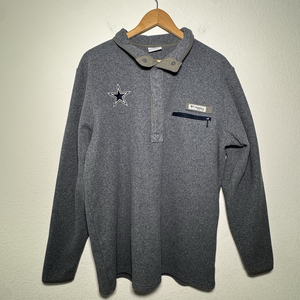 Men Columbia Dallas Cowboys Harborside Fleece Pullover | Size Medium